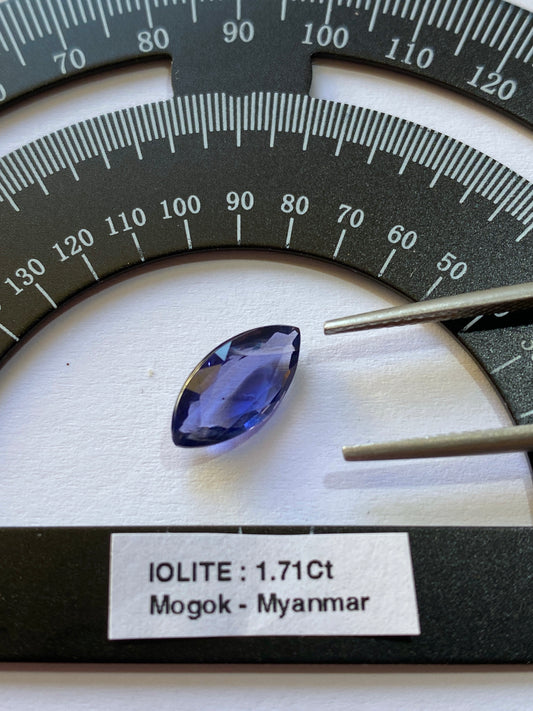 IOLITE GEMSTONE : MOGOK, PWIN-Oo-LWIN, MANDALAY, MYANMAR 1.71Ct MFG4913