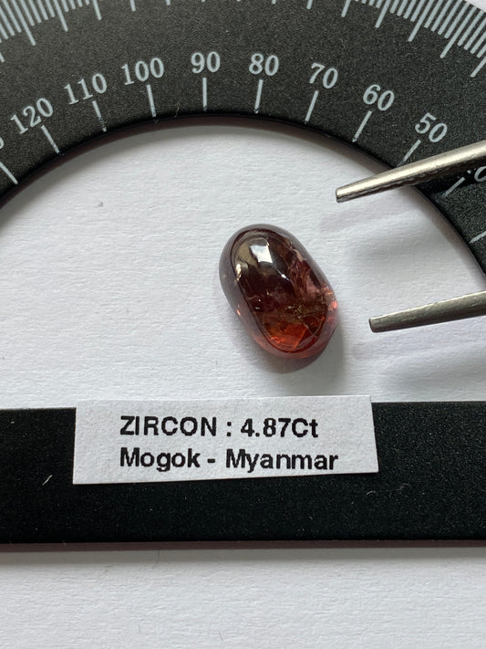 ZIRCON NATURAL MINED GEMSTONE : MOGOK, PWIN-Oo-LWIN, MANDALAY, MYANMAR 4.87Ct MFG4896