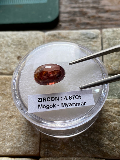 ZIRCON NATURAL MINED GEMSTONE : MOGOK, PWIN-Oo-LWIN, MANDALAY, MYANMAR 4.87Ct MFG4896