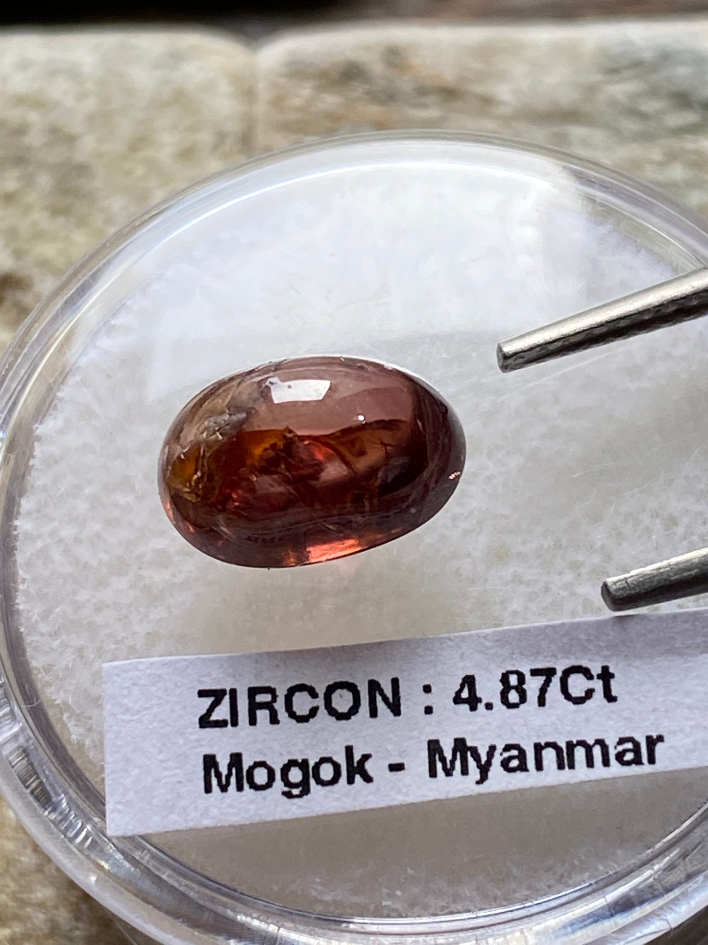 ZIRCON NATURAL MINED GEMSTONE : MOGOK, PWIN-Oo-LWIN, MANDALAY, MYANMAR 4.87Ct MFG4896