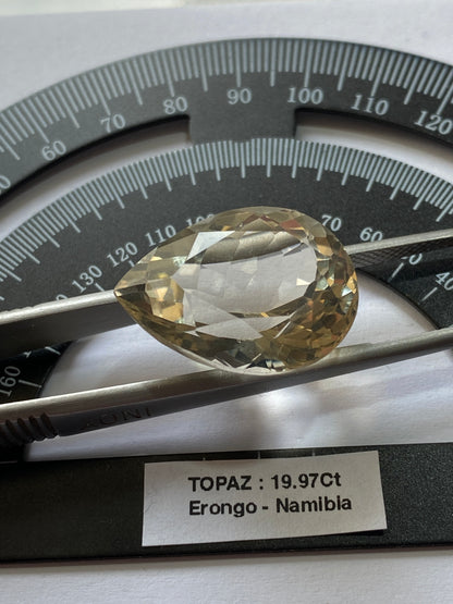 TOPAZ NATURAL MINED GEMSTONE : KLEIN, SPITZKOPPE, ERONGO, NAMIBOA 19.97Ct MFG4931