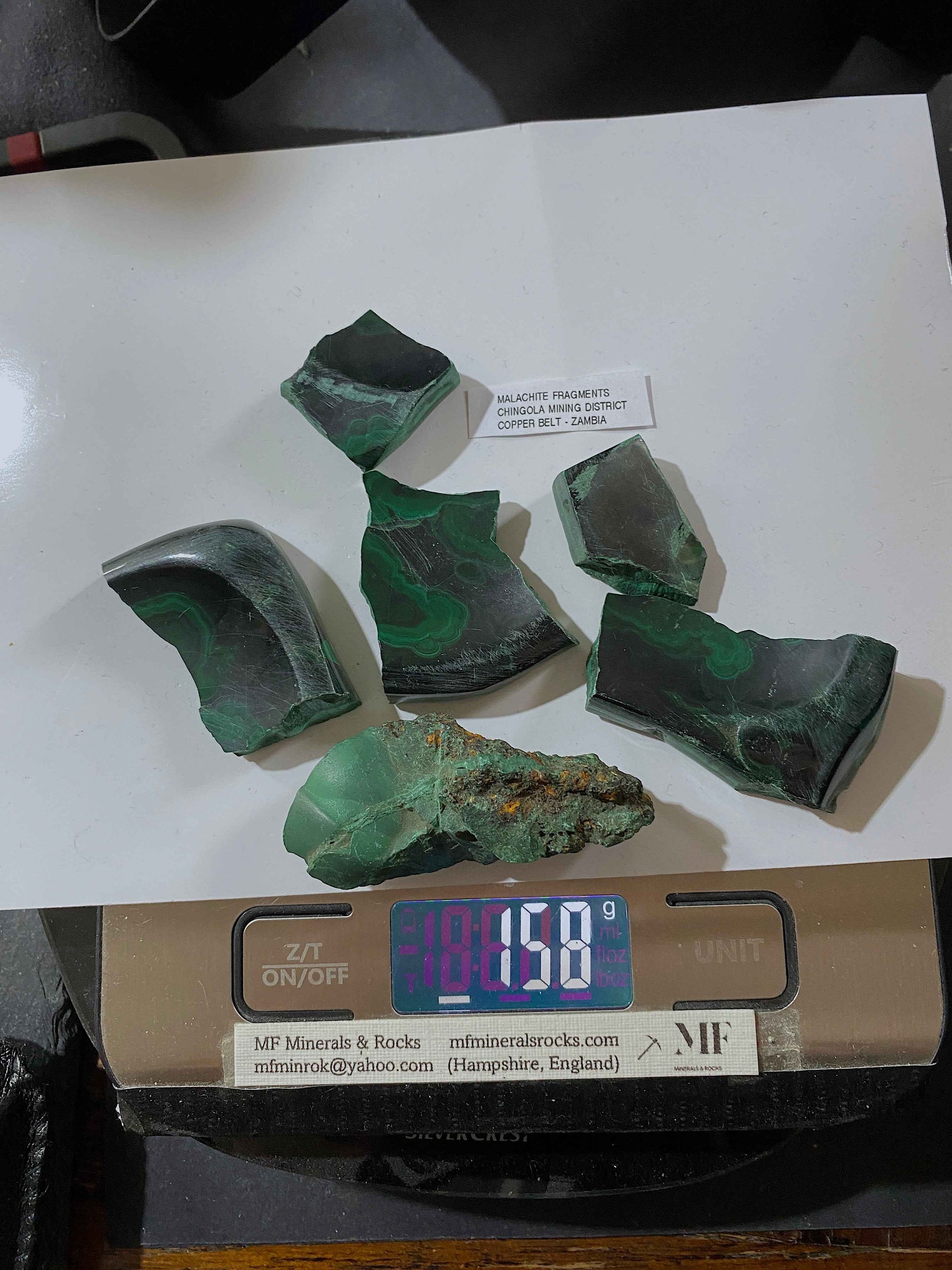 MALACHITE FRAGMENTS : CHINGOLA, COPPER BELT, ZAMBIA  158g MF4932