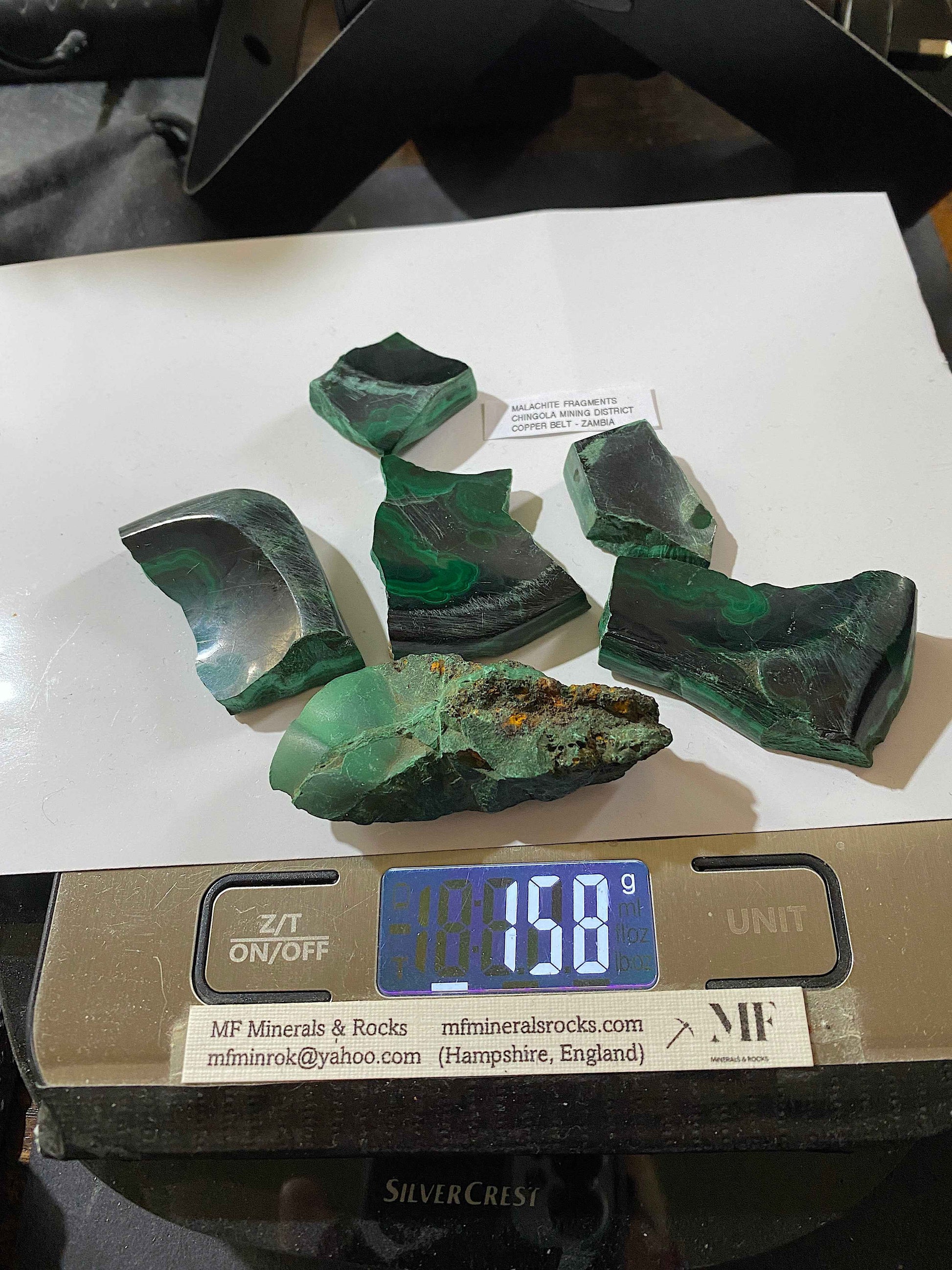MALACHITE FRAGMENTS : CHINGOLA, COPPER BELT, ZAMBIA  158g MF4932
