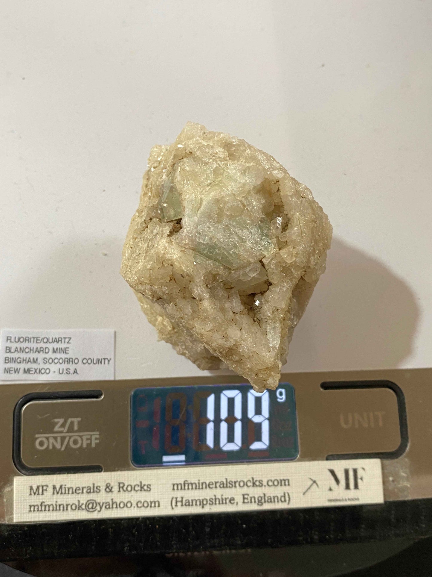 FLUORITE WITH QUARTZ : BLANCHARD MINE, BINGHAM, NEW MEXICO U.S.A. 109g MF4936