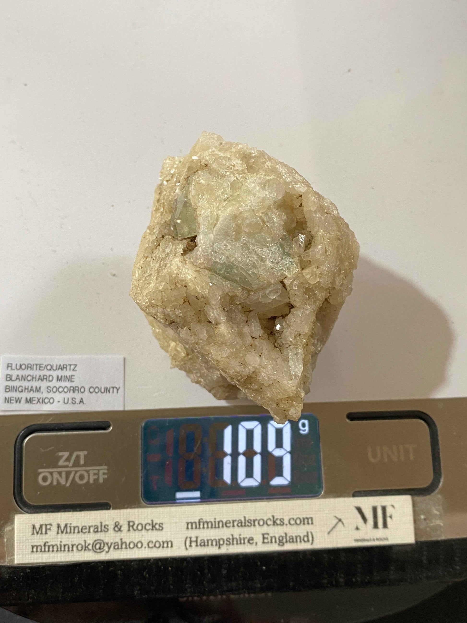 FLUORITE WITH QUARTZ : BLANCHARD MINE, BINGHAM, NEW MEXICO U.S.A. 109g MF4936