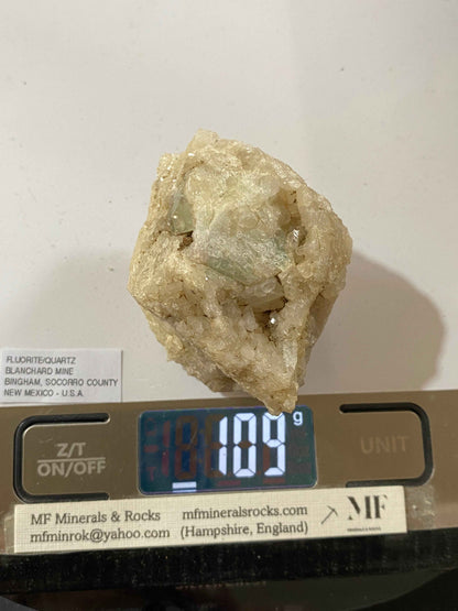 FLUORITE WITH QUARTZ : BLANCHARD MINE, BINGHAM, NEW MEXICO U.S.A. 109g MF4936