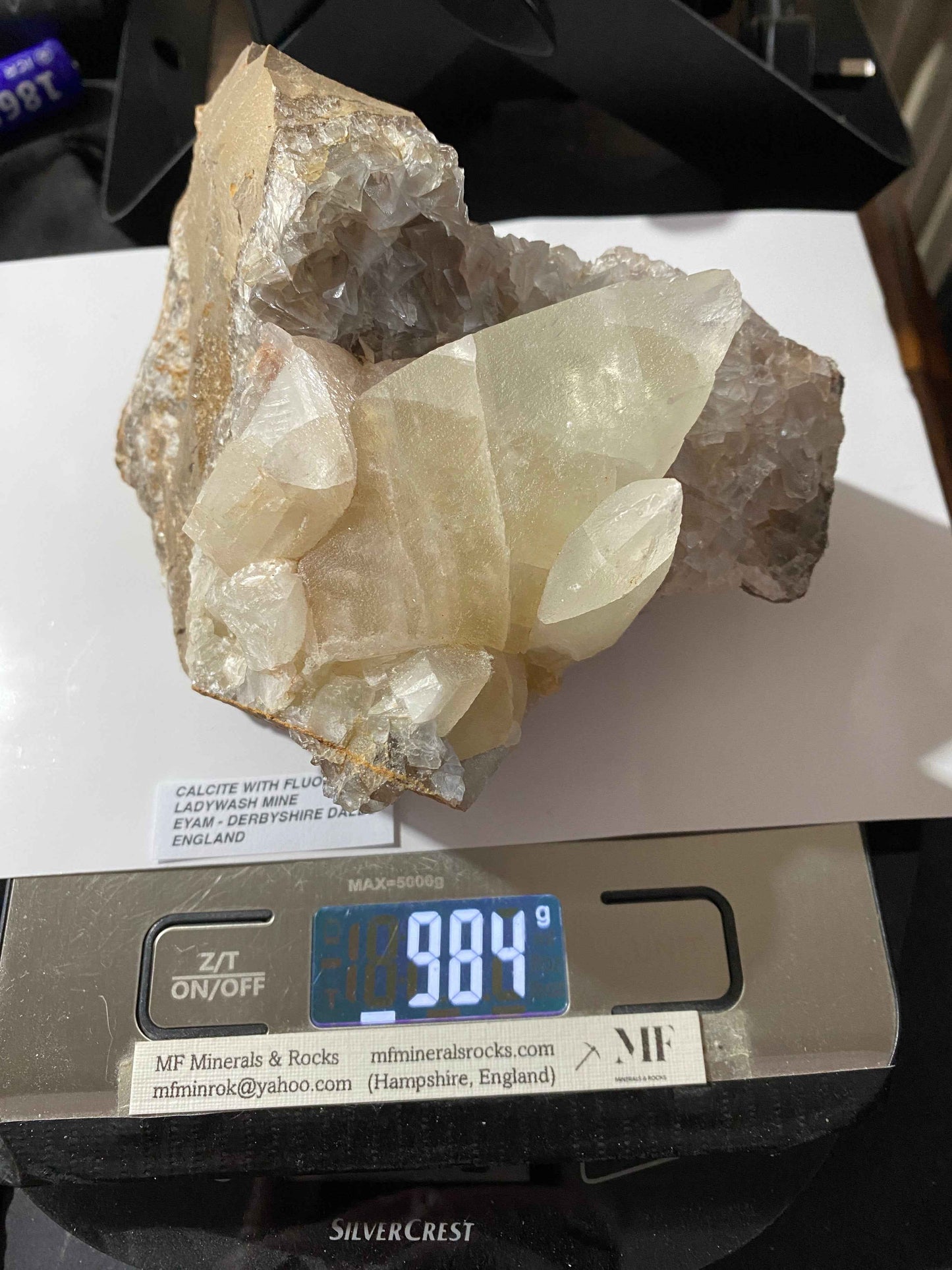 CALCITE WITH FLUORITE : LADYWASH MINE, EYAM, DERBYSHIRE DALES, ENGLAND