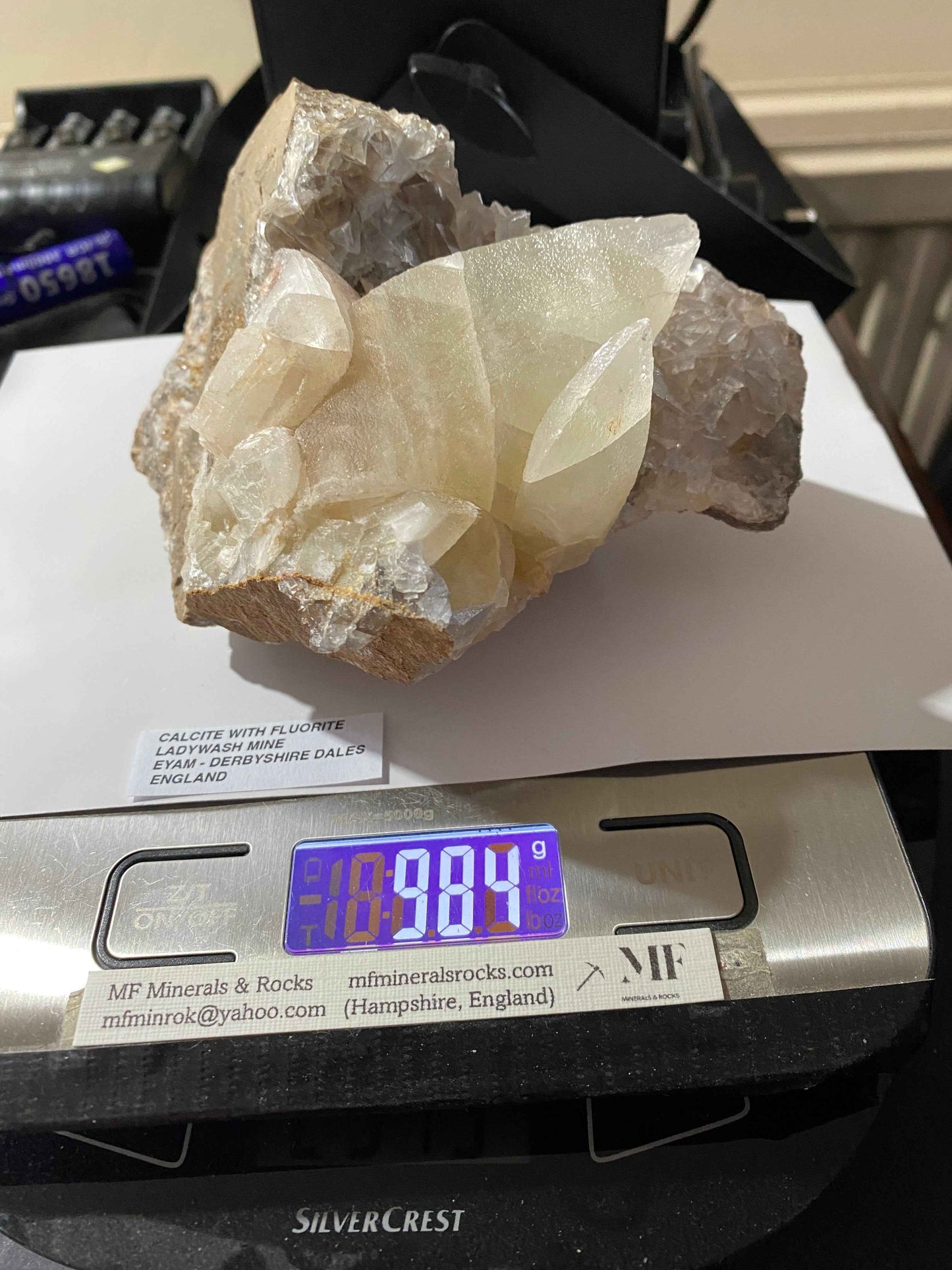 CALCITE WITH FLUORITE : LADYWASH MINE, EYAM, DERBYSHIRE DALES, ENGLAND