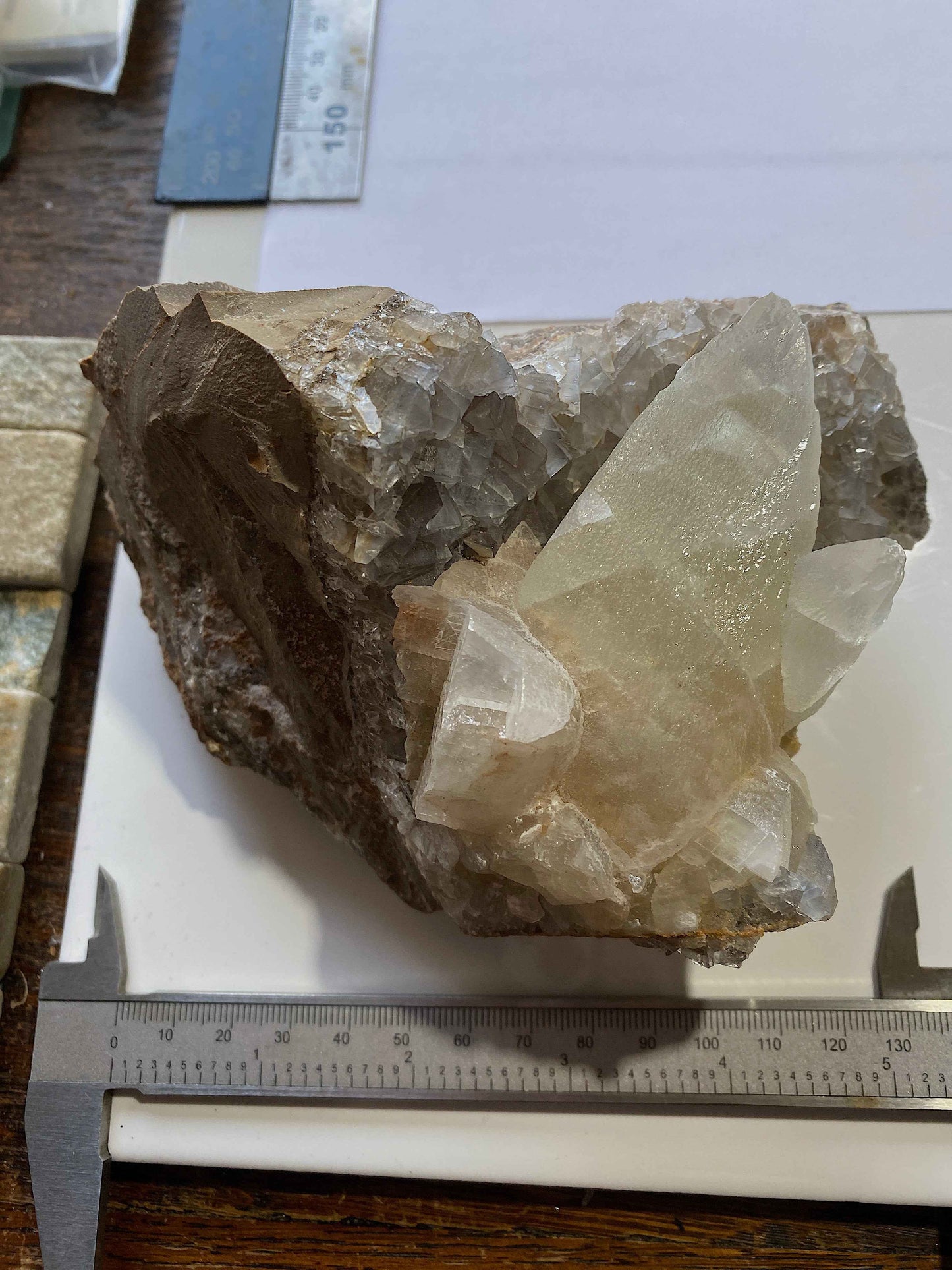 CALCITE WITH FLUORITE : LADYWASH MINE, EYAM, DERBYSHIRE DALES, ENGLAND