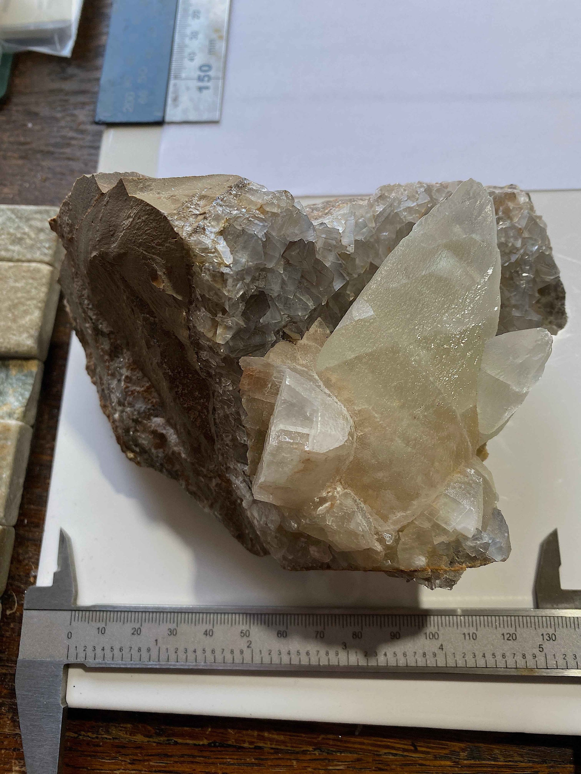 CALCITE WITH FLUORITE : LADYWASH MINE, EYAM, DERBYSHIRE DALES, ENGLAND