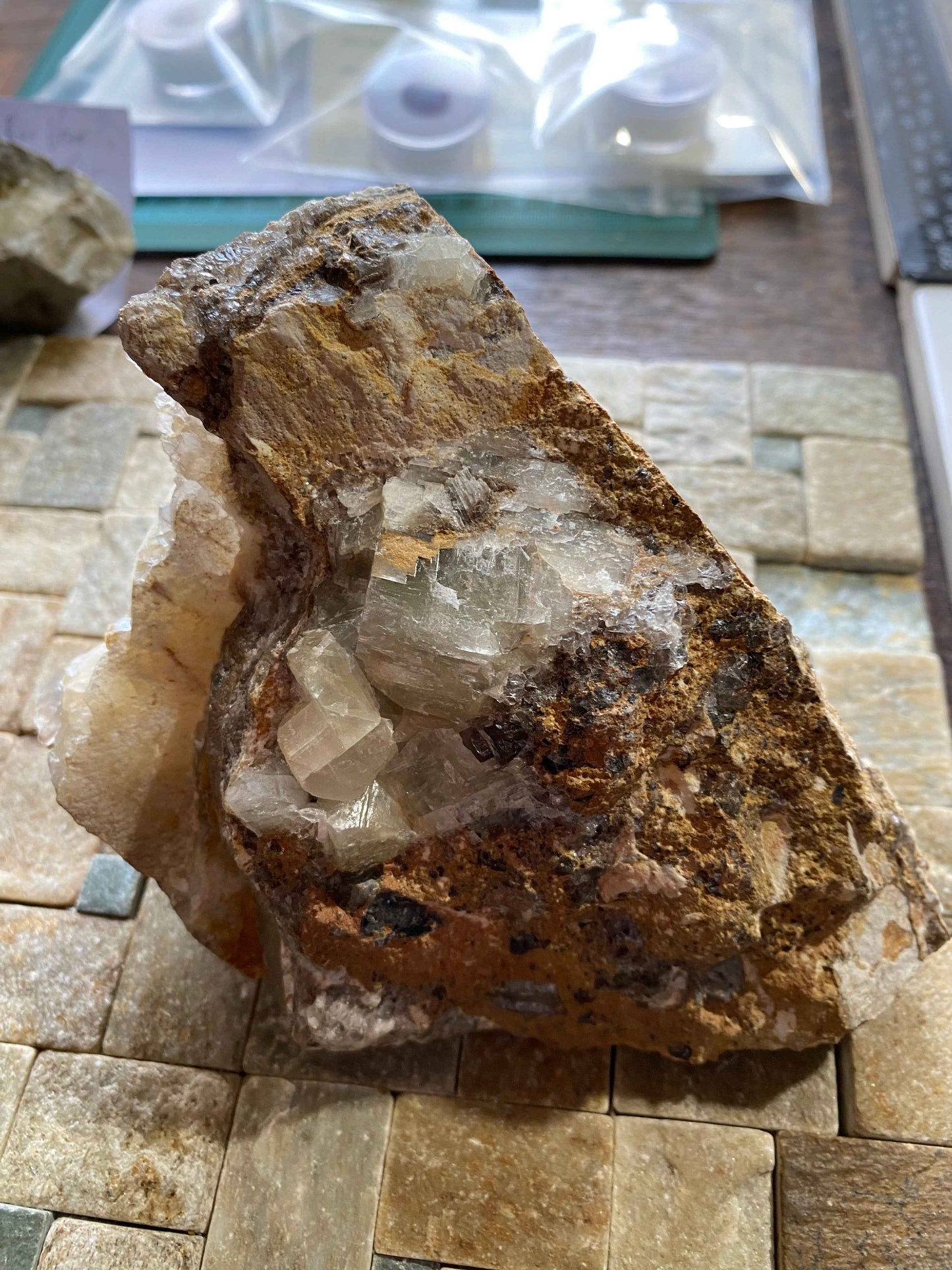 CALCITE WITH FLUORITE : LADYWASH MINE, EYAM, DERBYSHIRE DALES, ENGLAND