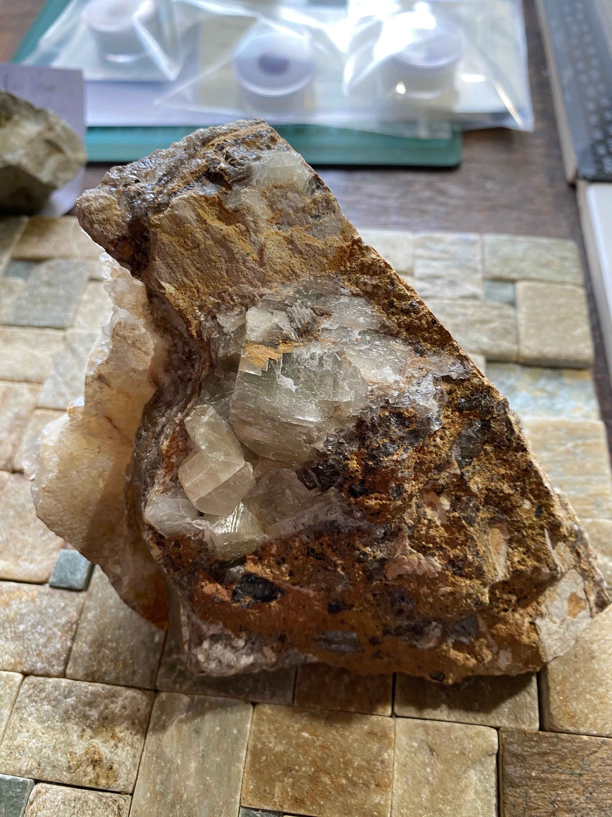 CALCITE WITH FLUORITE : LADYWASH MINE, EYAM, DERBYSHIRE DALES, ENGLAND