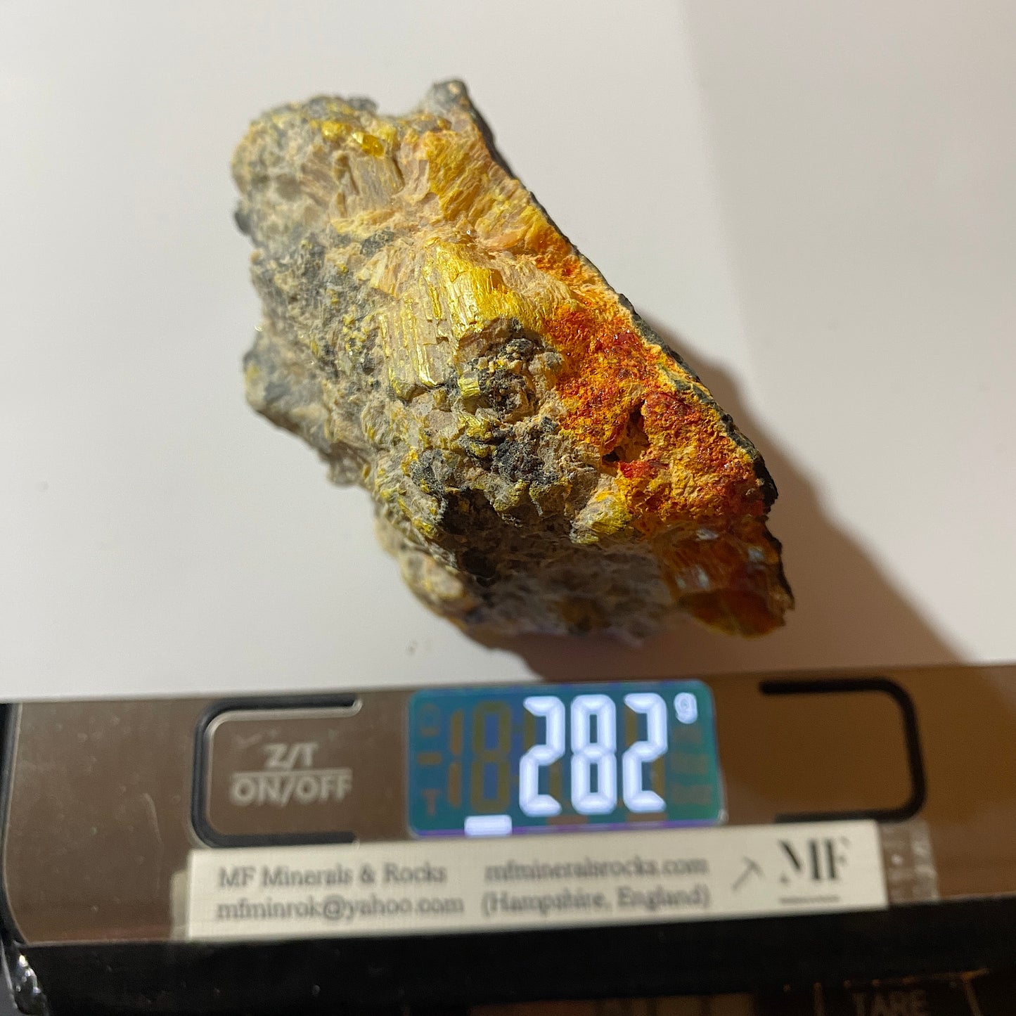 ORPIMENT/ REALGAR FROM QUIRUVILCA MINE, PERU 284g MF1351