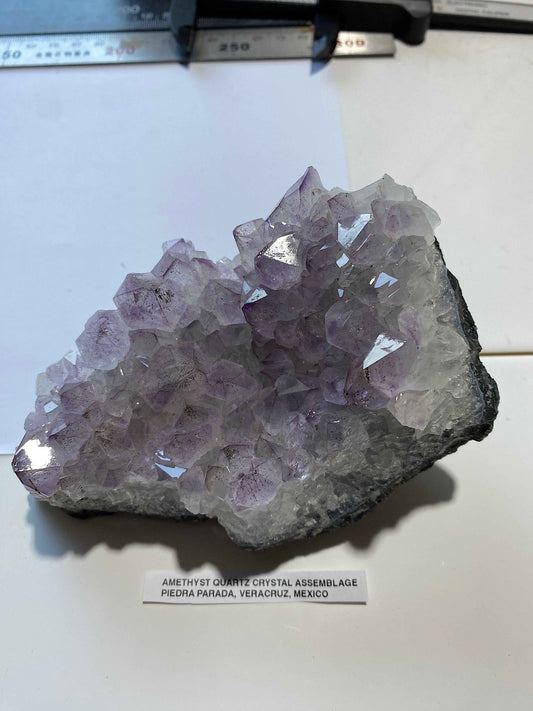 AMETHYST QUARTZ CRYSTAL ASSEMBLAGE : PIEDRA PARADA, VERACRUZ, MEXICO, 607g MF4942