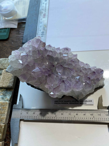 AMETHYST QUARTZ CRYSTAL ASSEMBLAGE : PIEDRA PARADA, VERACRUZ, MEXICO, 607g MF4942