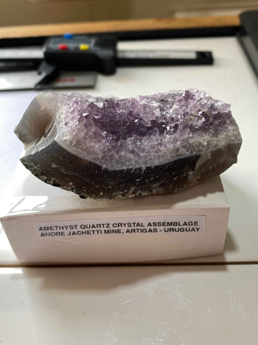 AMETHYST QUARTZ CRYSTAL ASSEMBLAGE : ANDRE JACHETTI MINE, ARTIGAS, URUGUAY 123g MF4943