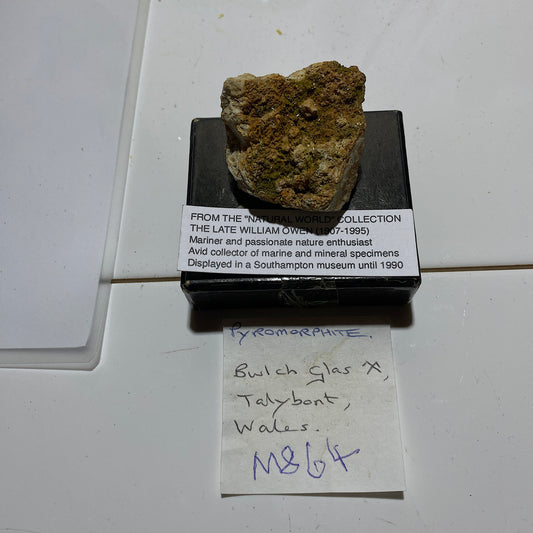 PYROMORPHITE ON LIMONITE - BWICH MINE, TAL-Y-BONT, CEREDIGION, WALES, U.K.