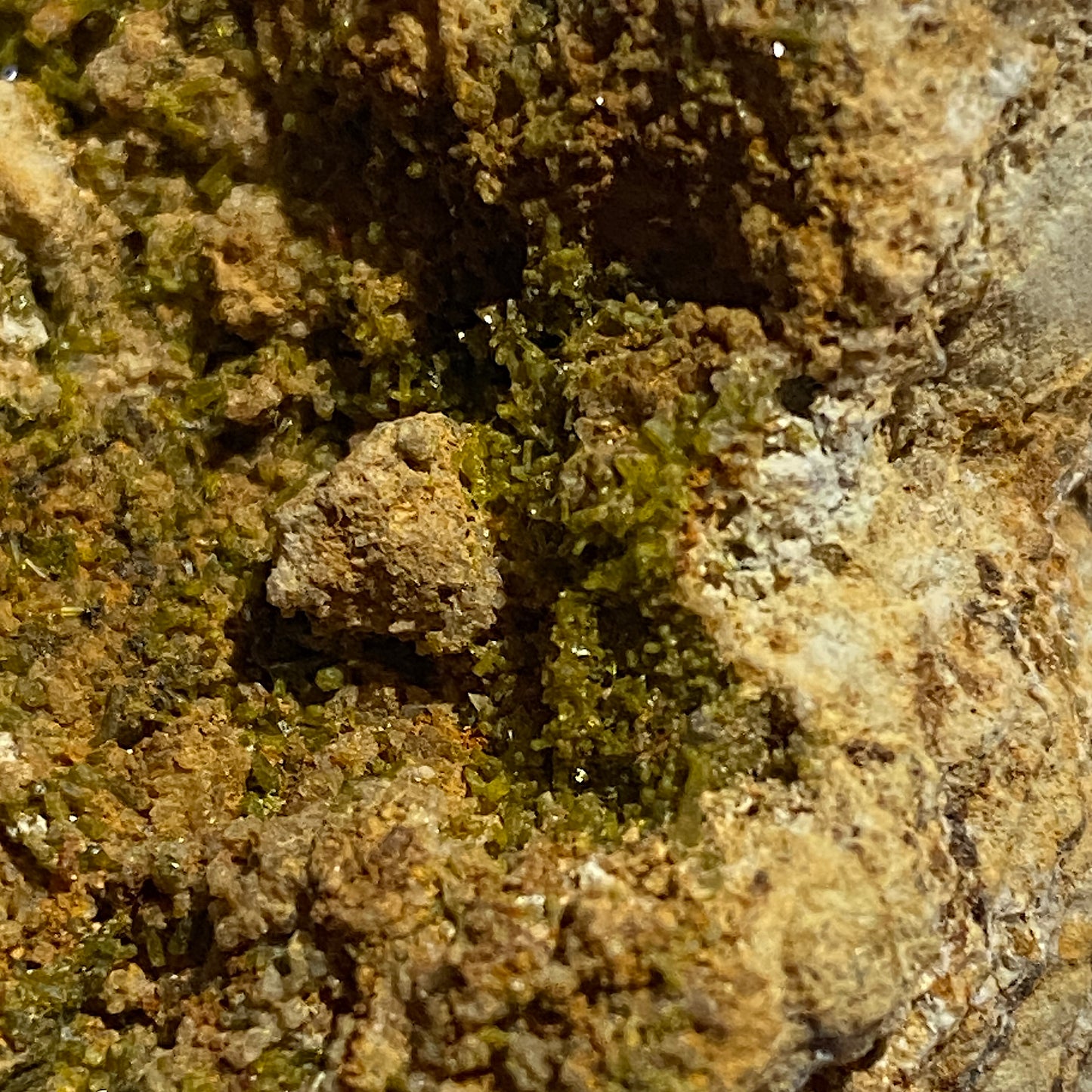 PYROMORPHITE ON LIMONITE - BWICH MINE, TAL-Y-BONT, CEREDIGION, WALES, U.K.