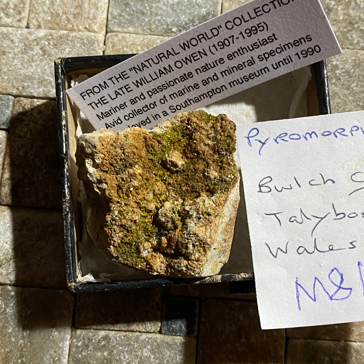 PYROMORPHITE ON LIMONITE - BWICH MINE, TAL-Y-BONT, CEREDIGION, WALES, U.K.