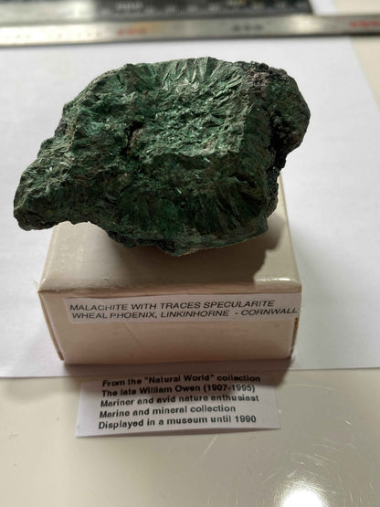 MALACHITE WITH TRACES SPECULARITE : WHEAL PHOENIX, LINKINHORNE, CORNWALL 121g MF4946