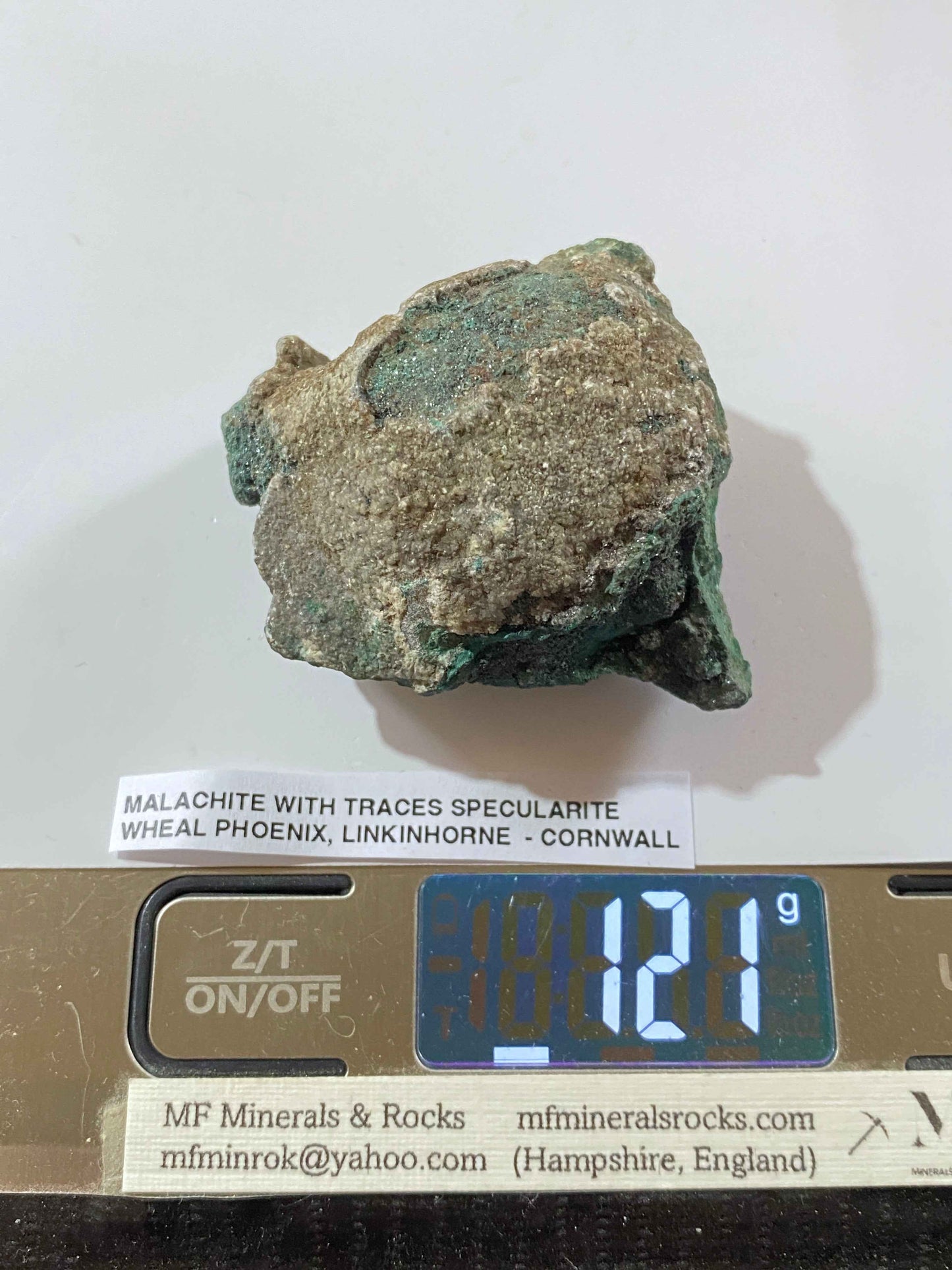 MALACHITE WITH TRACES SPECULARITE : WHEAL PHOENIX, LINKINHORNE, CORNWALL 121g MF4946