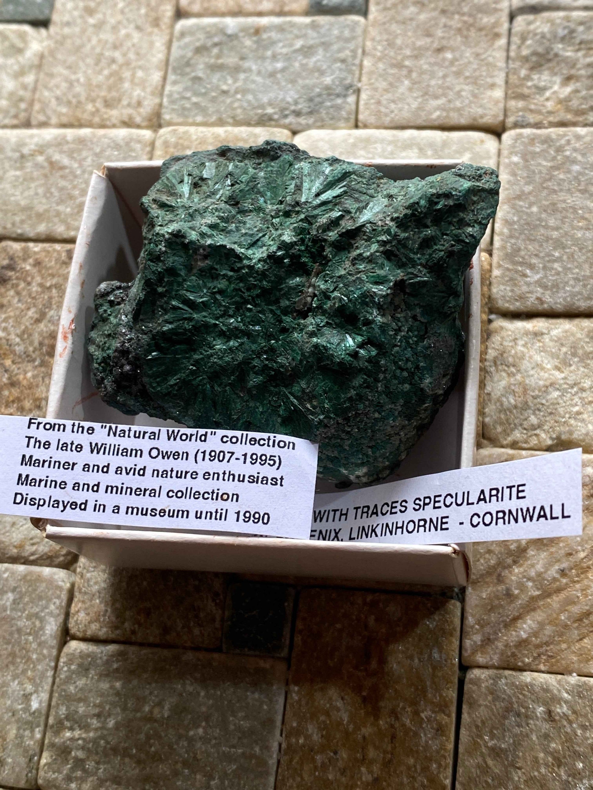 MALACHITE WITH TRACES SPECULARITE : WHEAL PHOENIX, LINKINHORNE, CORNWALL 121g MF4946