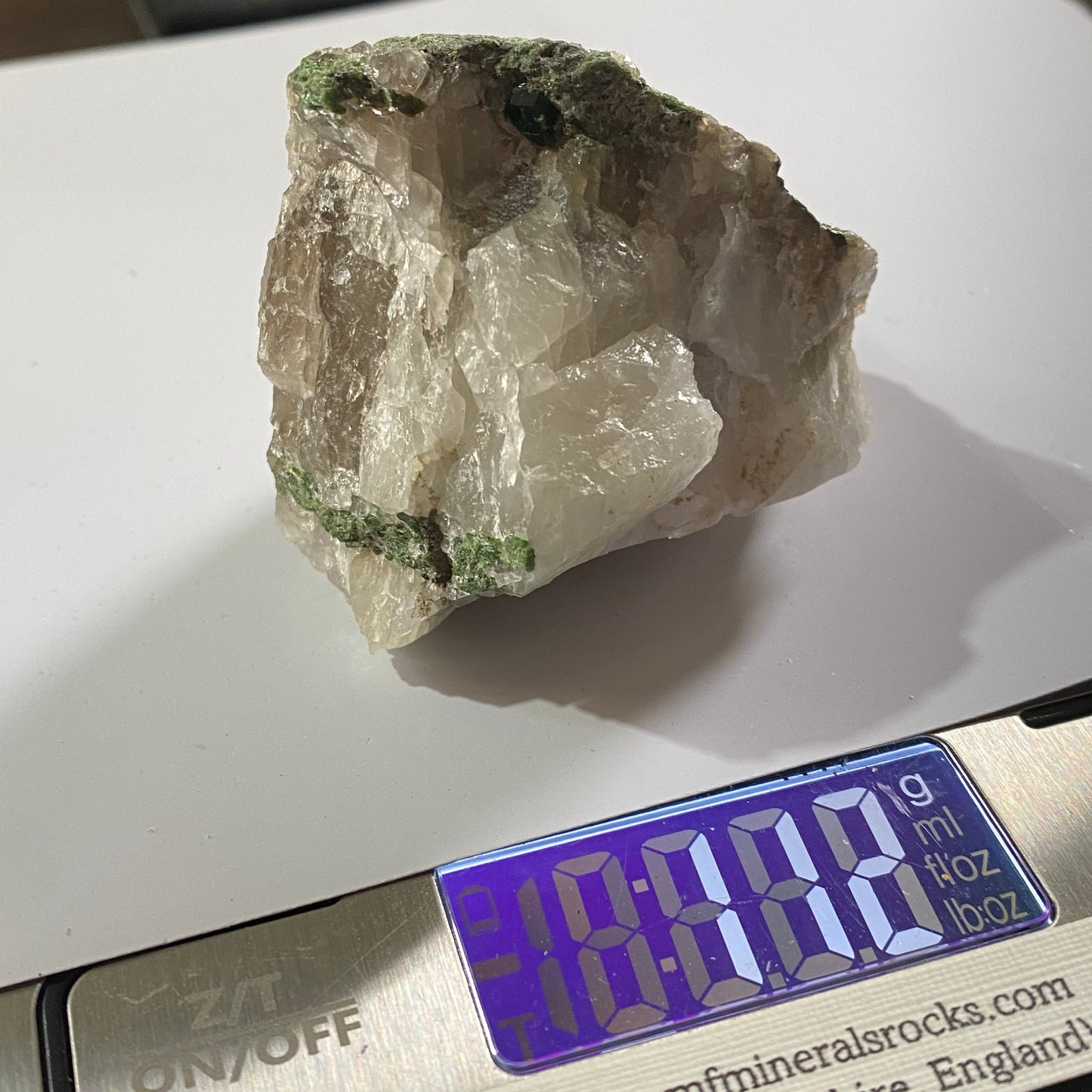 DIOPTASE ON QUARTZ FROM ALTYN-TYUBE, KAZAKHSTAN. 113g MF1391