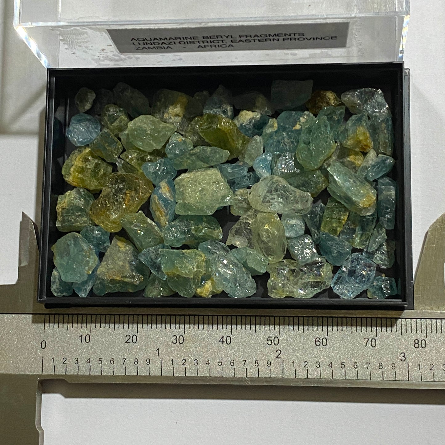 AQUAMARINE BERYL GEMSTONE ROUGH FRAGMENTS - LUNDAZI, ZAMBIA  36g MFG5027