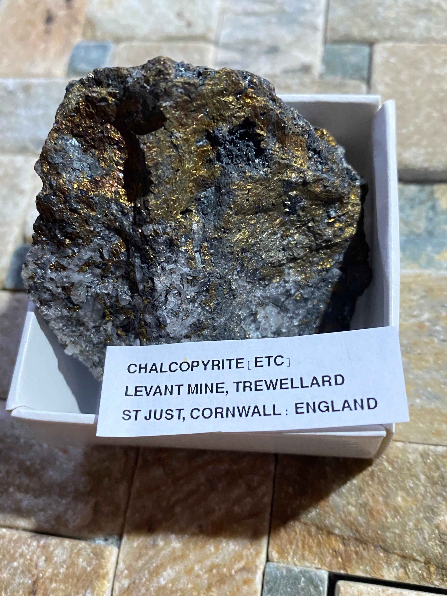 CHALCOPYRITE [ETC]: LEVANT MINE, TREWELLARD, ST JUST, CORNWALL  96g MF4958