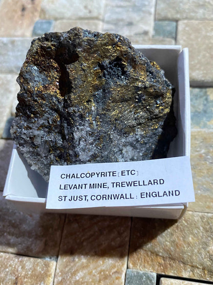 CHALCOPYRITE [ETC]: LEVANT MINE, TREWELLARD, ST JUST, CORNWALL  96g MF4958
