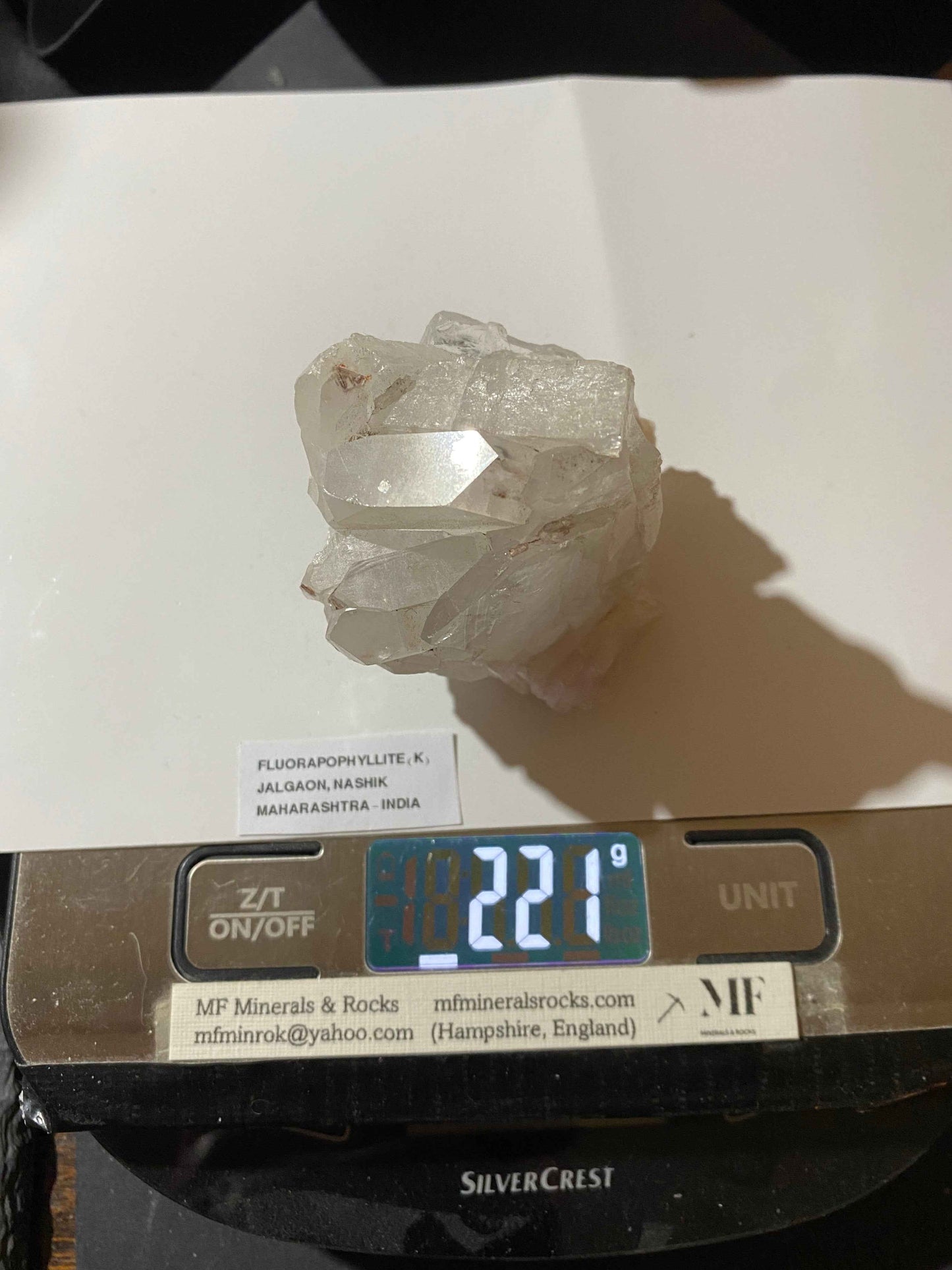 FLUORAPOPHYLLITE (K) : JALGAON, NASHIK, MAHARASHTRA, INDIA. 221g MF4960