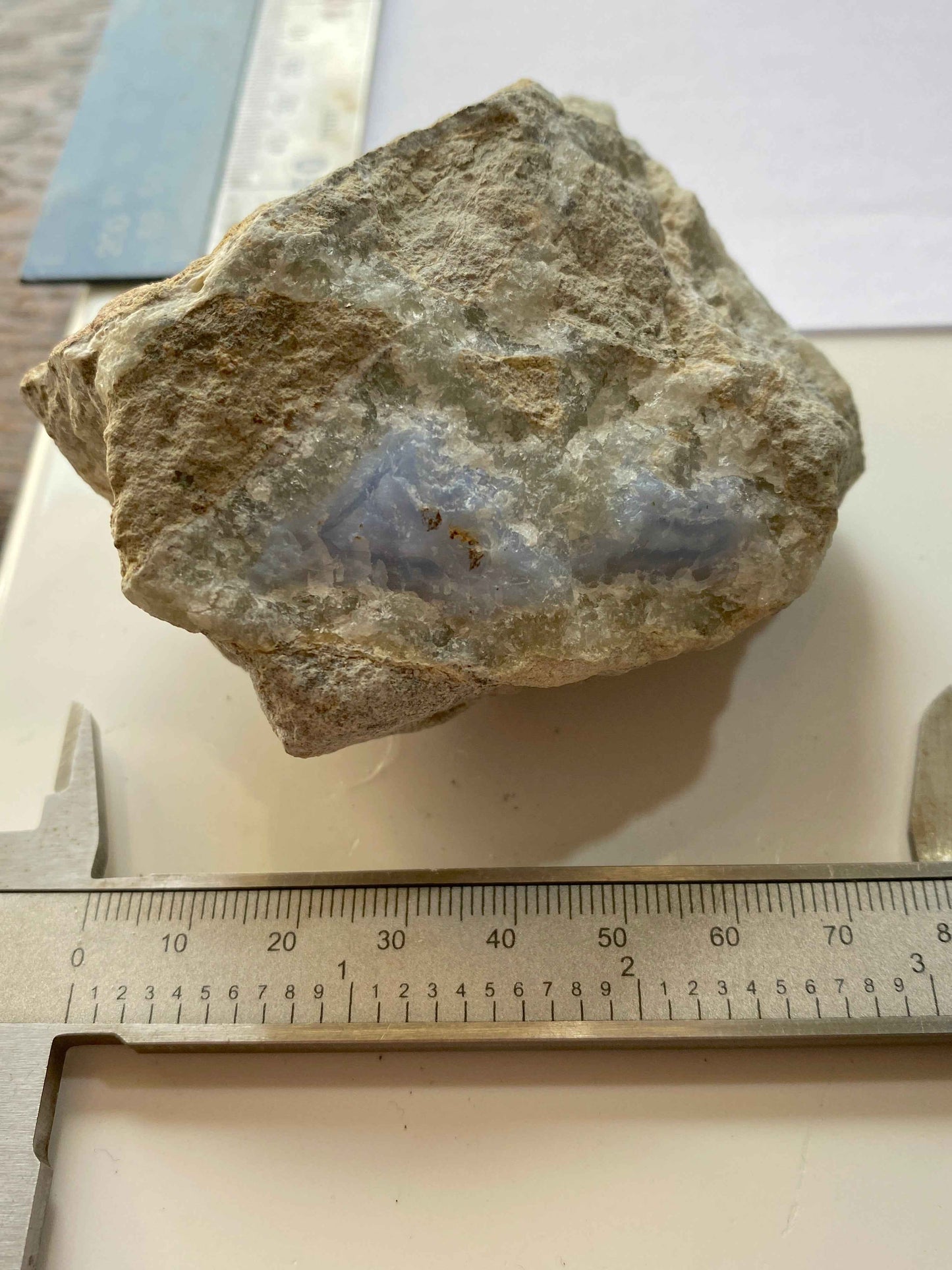 BLUE CHALCEDONY IN MATRIX : YSTERPUTZ MINE, ILKARAS REGION, NAMIBIA 316g. MF4962