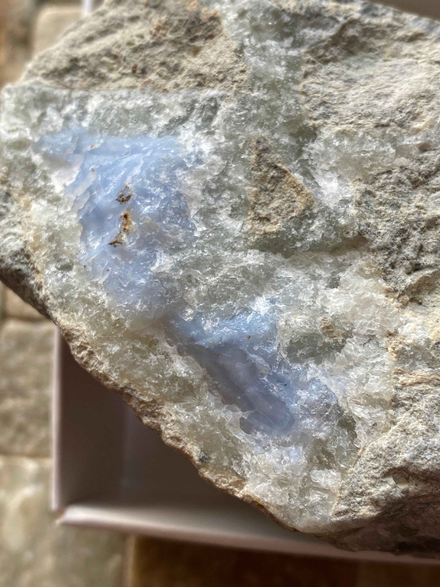 BLUE CHALCEDONY IN MATRIX : YSTERPUTZ MINE, ILKARAS REGION, NAMIBIA 316g. MF4962