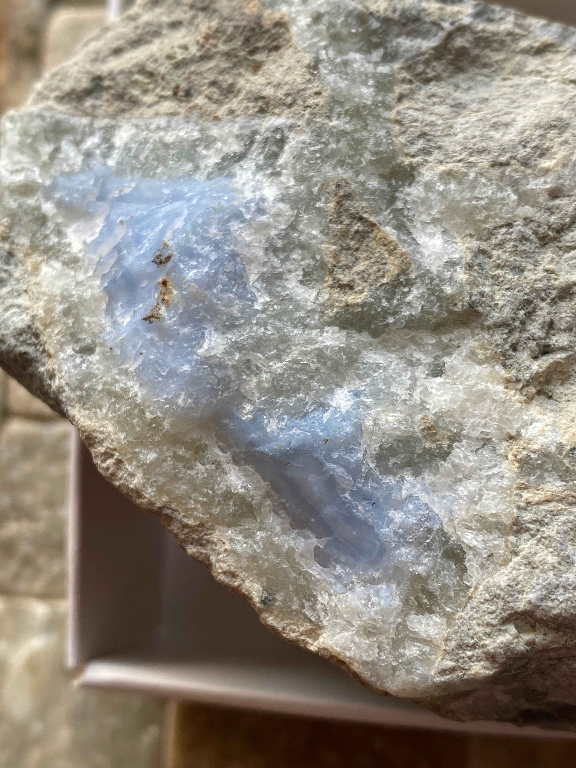 BLUE CHALCEDONY IN MATRIX : YSTERPUTZ MINE, ILKARAS REGION, NAMIBIA 316g. MF4962