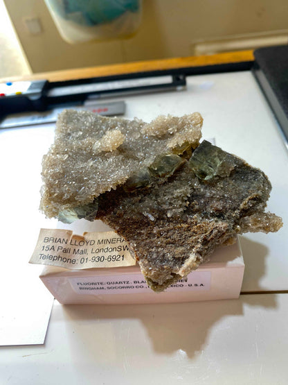 FLUORITE IN DRUZY QUARTZ : BLANCHARD MINE, BINGHAM, NEW MEXICO, U.S.A. 174g MF4963