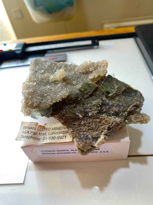 FLUORITE IN DRUZY QUARTZ : BLANCHARD MINE, BINGHAM, NEW MEXICO, U.S.A. 174g MF4963