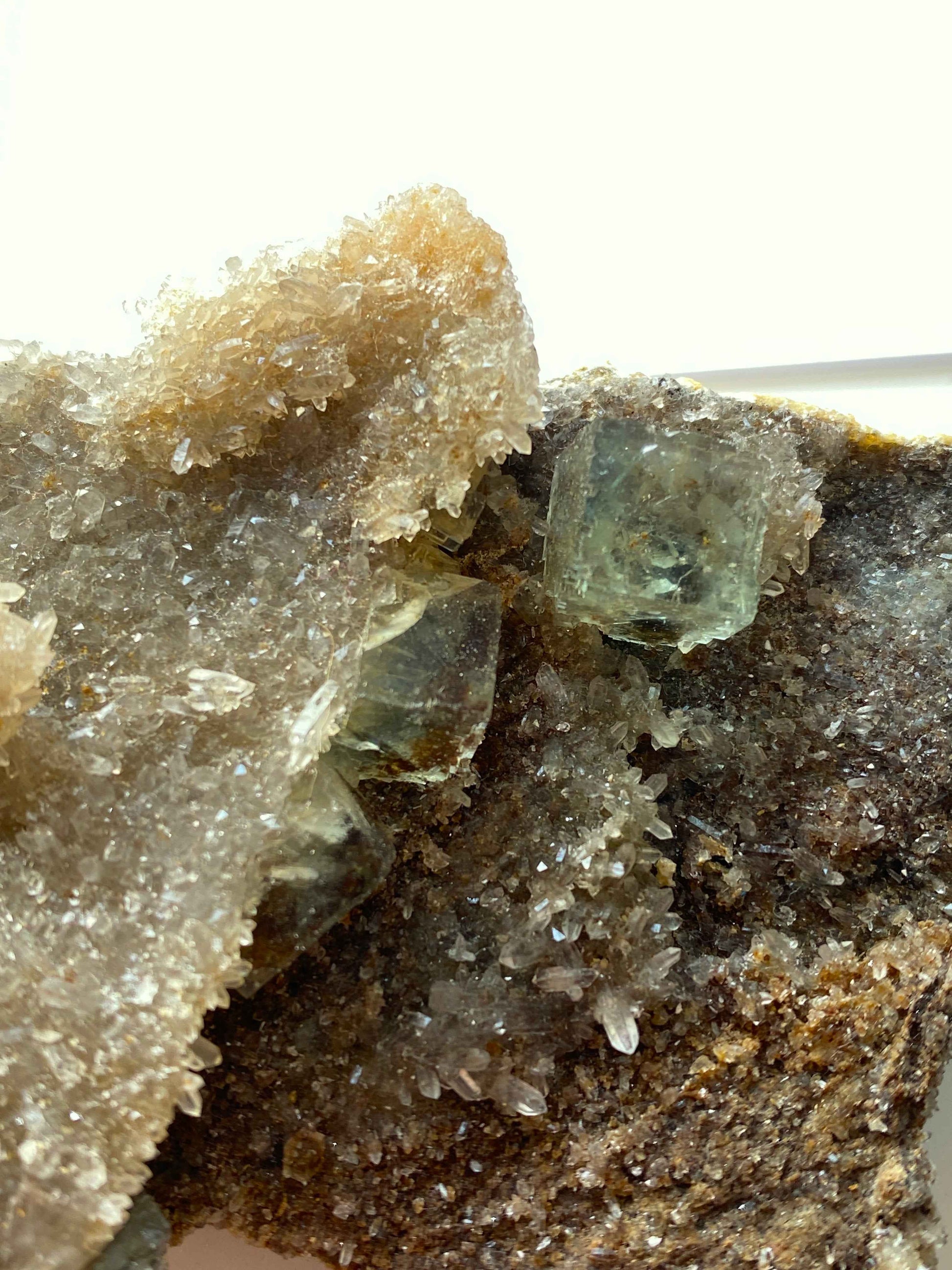 FLUORITE IN DRUZY QUARTZ : BLANCHARD MINE, BINGHAM, NEW MEXICO, U.S.A. 174g MF4963