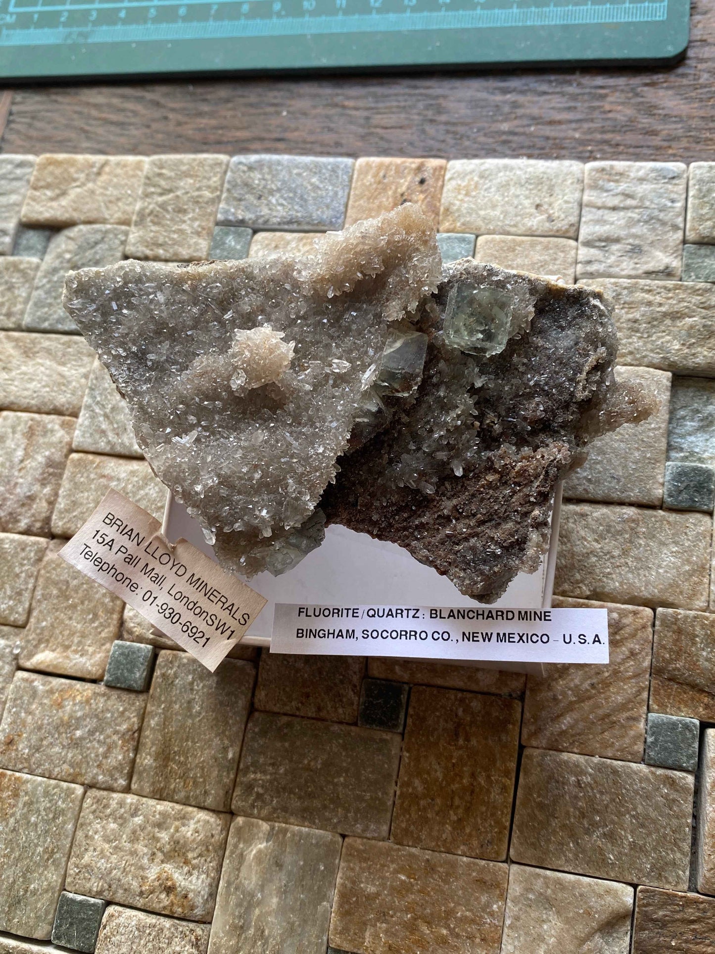 FLUORITE IN DRUZY QUARTZ : BLANCHARD MINE, BINGHAM, NEW MEXICO, U.S.A. 174g MF4963