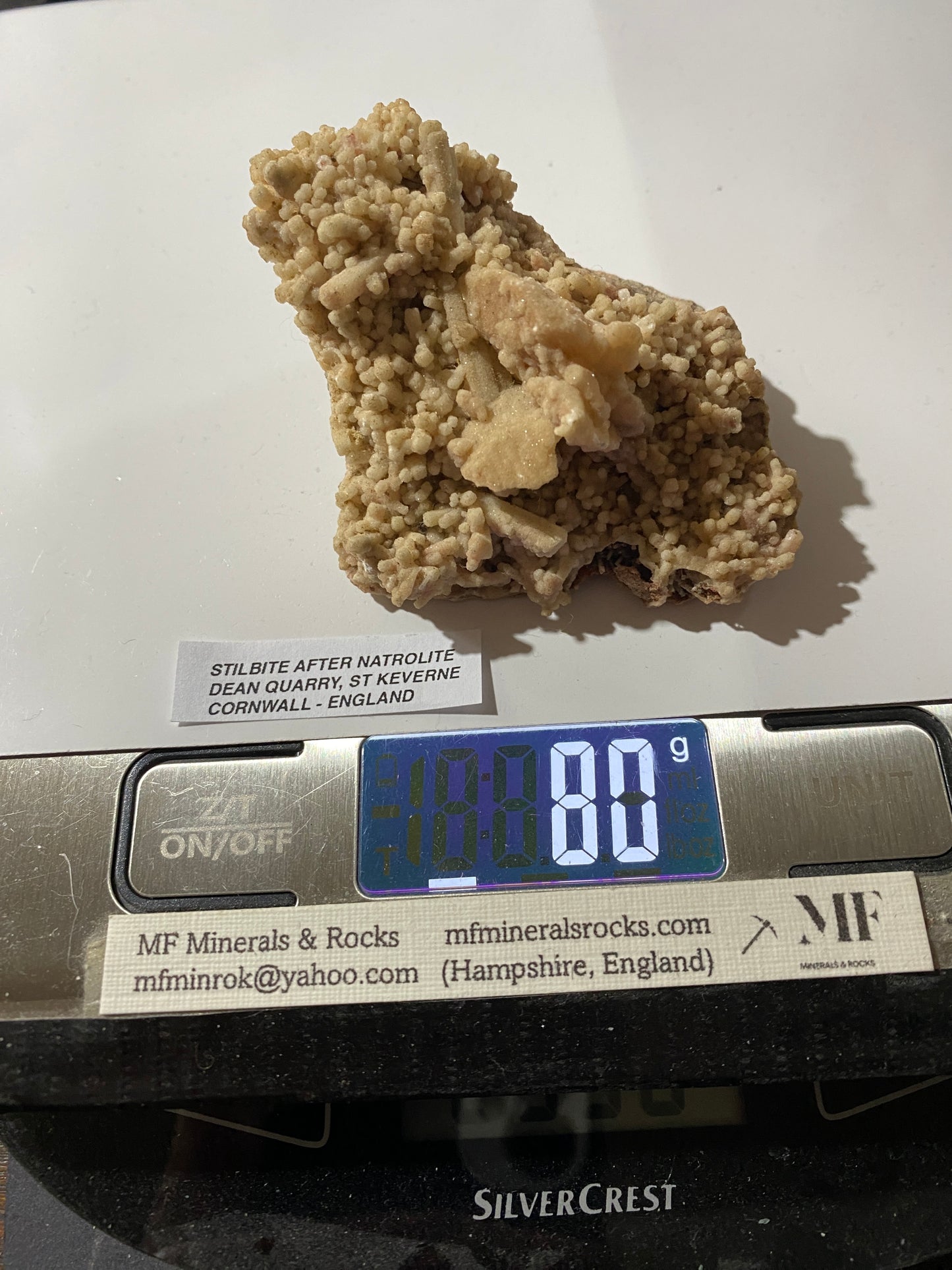 STILBITE AFTER NATROLITE : DEAN QUARRY, ST KEVERNE, CORNWALL, ENGLAND 80g MF4964