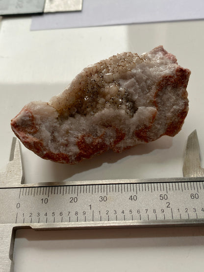 CALCITE/QUARTZ WITH GOETHITE : DULCOTE QUARRY, MENDIP HILLS, SOMERSET, ENGLAND 53g MF4970