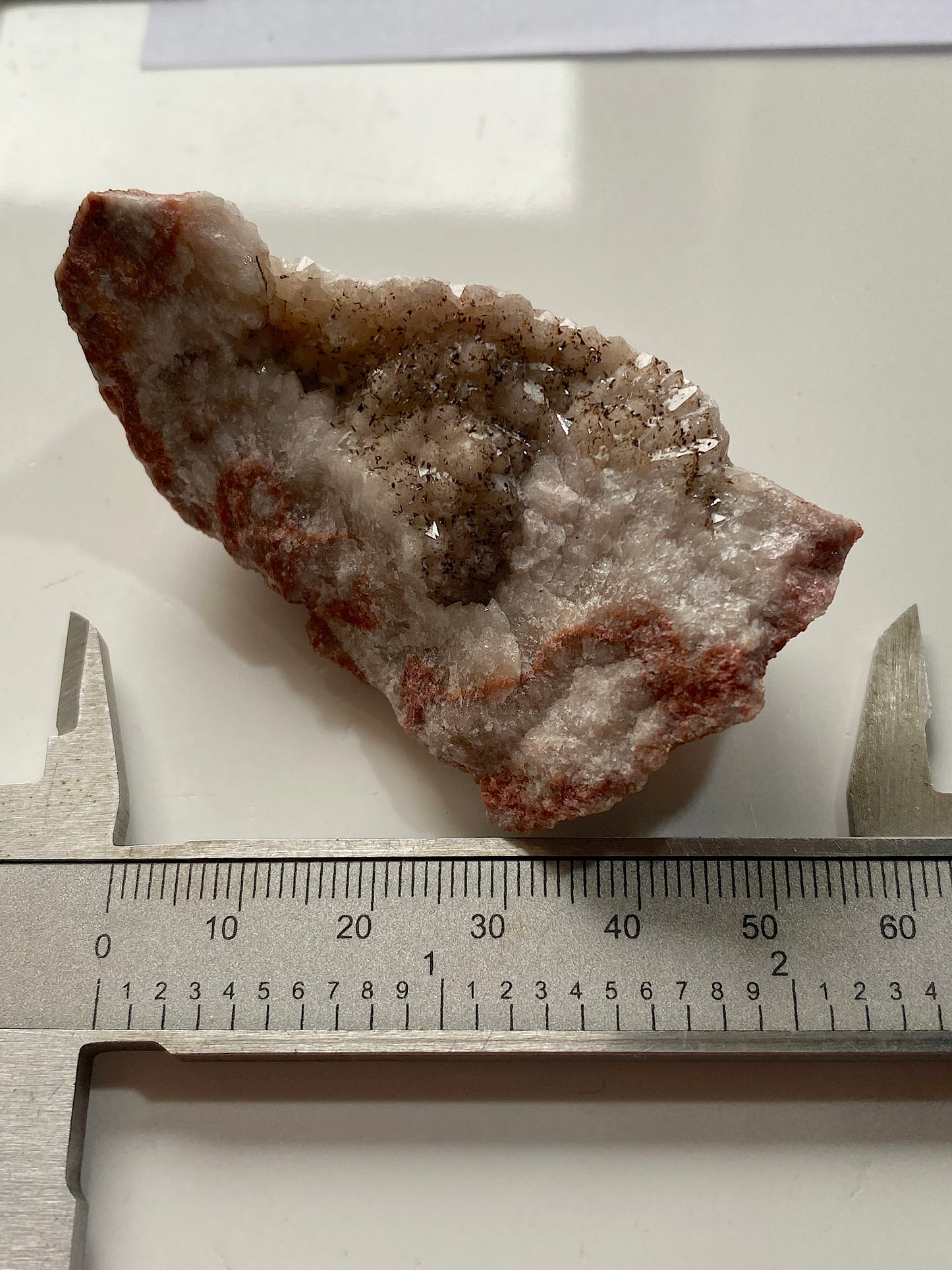 CALCITE/QUARTZ WITH GOETHITE : DULCOTE QUARRY, MENDIP HILLS, SOMERSET, ENGLAND 53g MF4970