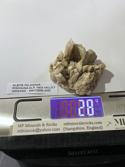 ALBITE FELDSPAR : RISCHUNA ALP, VAIS VALLEY, GRISONS, SWITZERLAND 28g MF4974