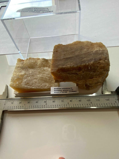 BANDED ARAGONITE x 2 : ROSSING MOUNTAIN, SWAKOPMUND, NAMIBIA. 203g MF4976