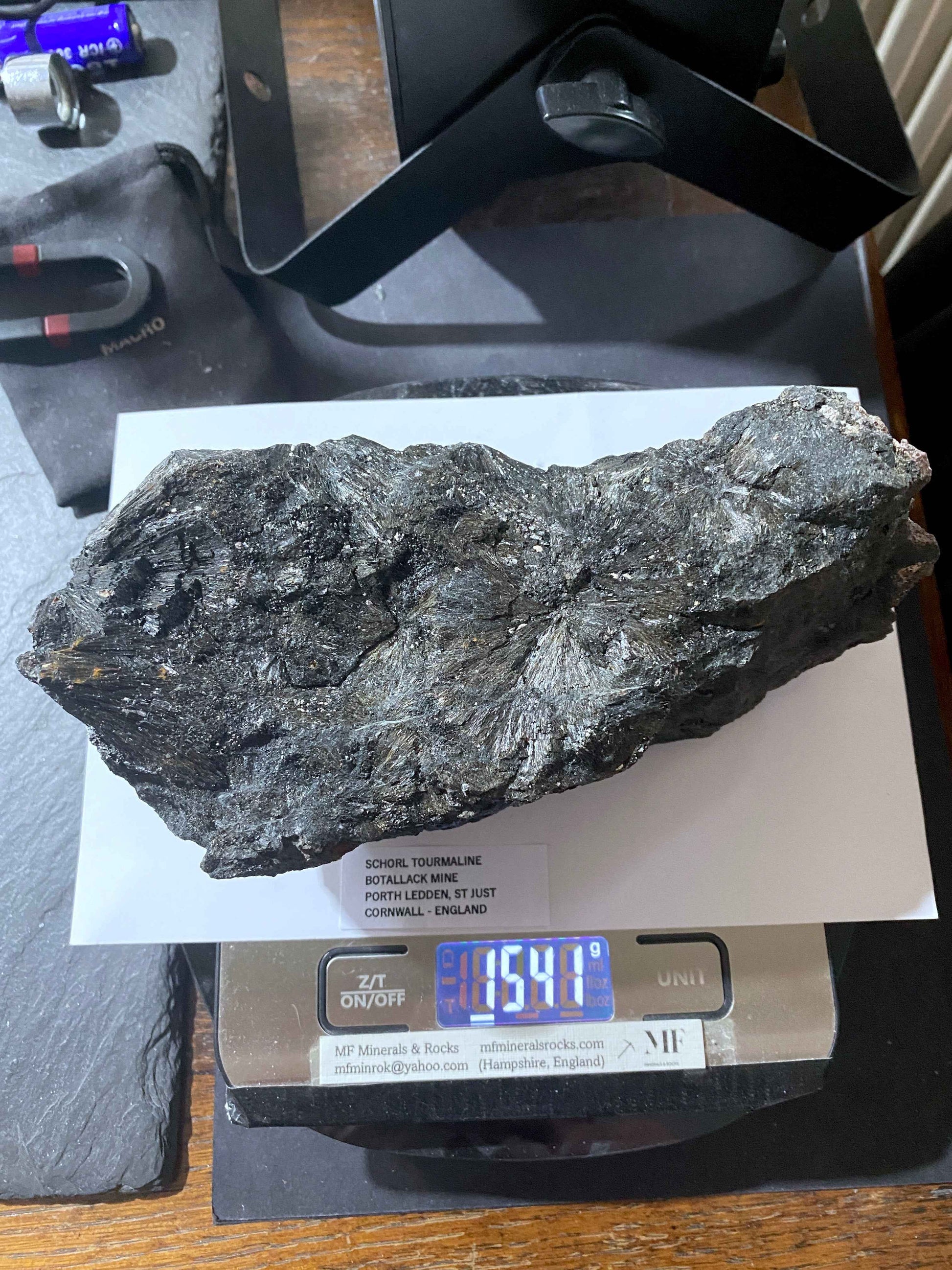 SCHORL TOURMALINE : BOTALLACK MINE, ST JUST, CORNWALL, ENGLAND 1541g MF5002