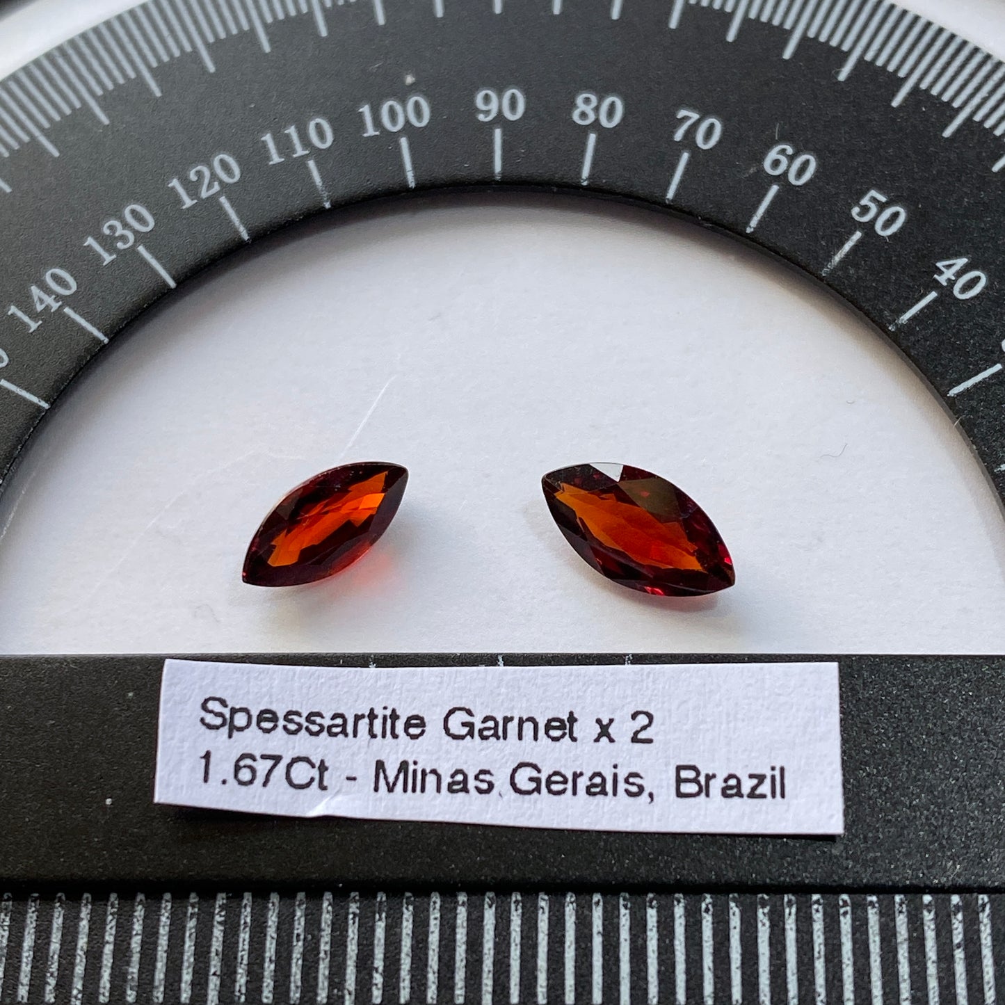 SPESSARTINE GARNET NATURAL GEMSTONES x 2 - NAVEGADORA MINE, MINAS GERAIS, BRAZIL 1.67Ct MFG1610