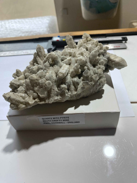 QUARTZ WITH PYRITE : SOUTH CROFTY MINE, POOL, CORNWALL, ENGLAND 603g MF5004