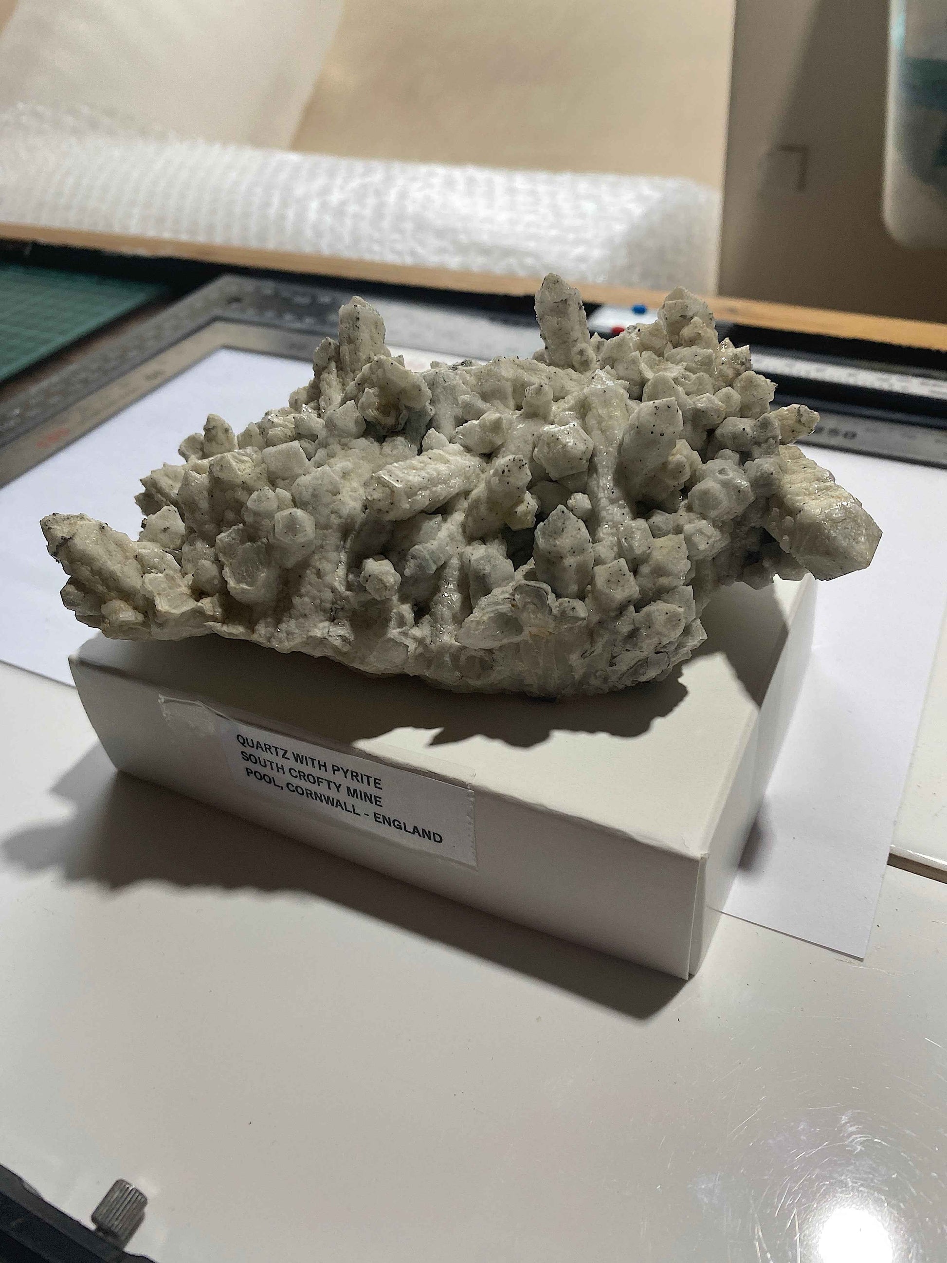 QUARTZ WITH PYRITE : SOUTH CROFTY MINE, POOL, CORNWALL, ENGLAND 603g MF5004