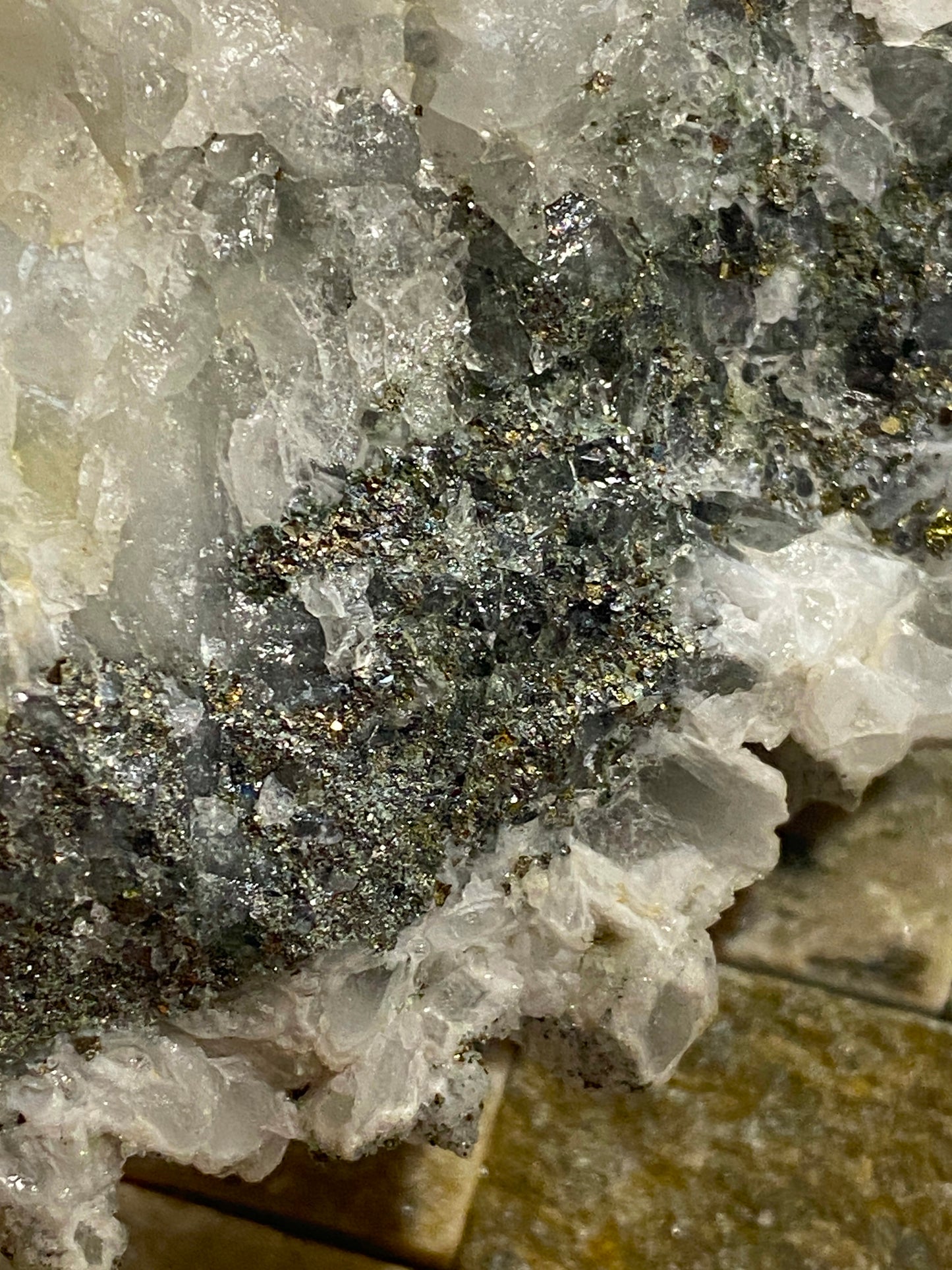 QUARTZ WITH PYRITE : SOUTH CROFTY MINE, POOL, CORNWALL, ENGLAND 603g MF5004