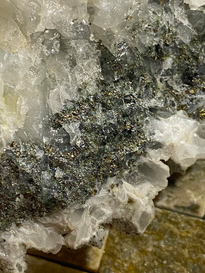 QUARTZ WITH PYRITE : SOUTH CROFTY MINE, POOL, CORNWALL, ENGLAND 603g MF5004