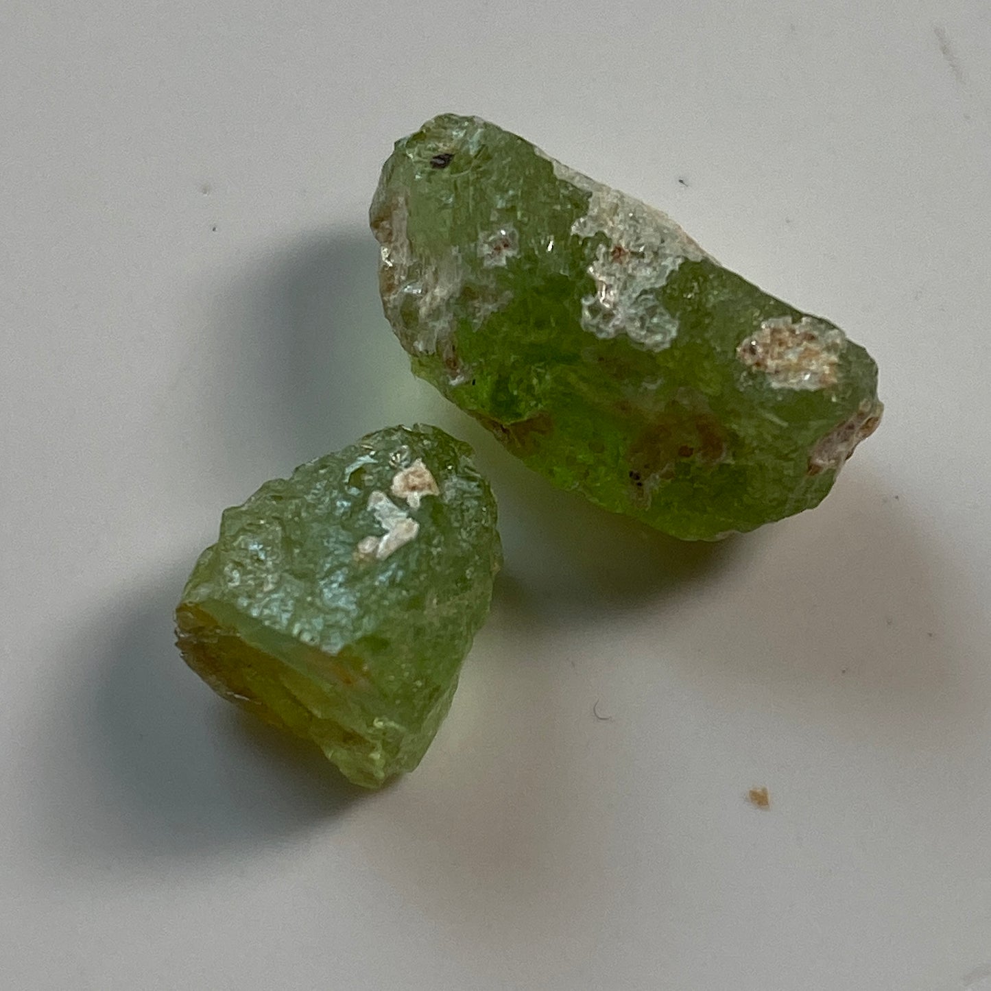 PERIDOT x 2 SPECIMENS FROM MOGOK, MANDALAY, MYANMAR  2g  MF1778